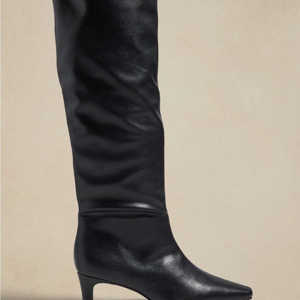 Vegan leather Black Women's Knee-High slouchy Boots